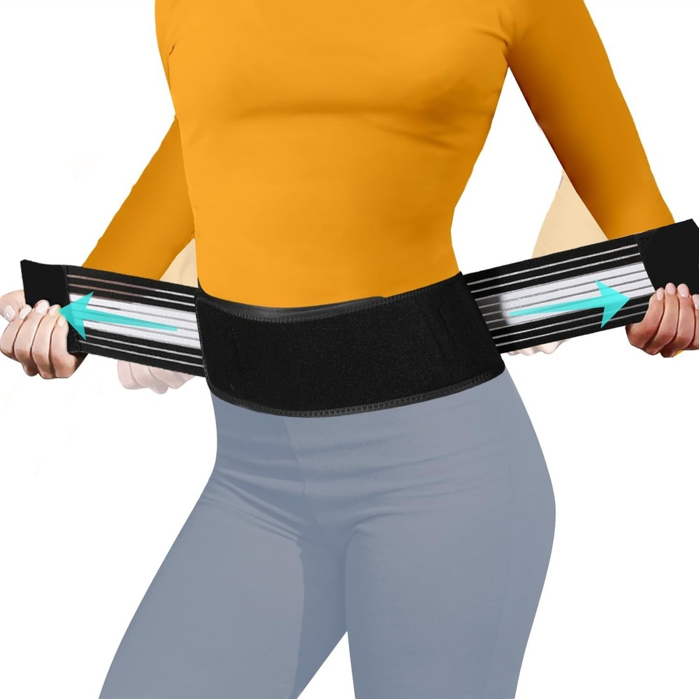 Lightweight Back Brace for Lower Pain Under Clothes – Medium, black