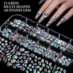 Fandamei Nail Charms Nail Rhinestones Kit 8 Boxes Of Nail Gems 3D Charms For