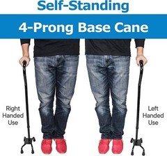 Adjustable Quad Cane With Large 4 Pronged Base Lightweight Ergonomic Handle