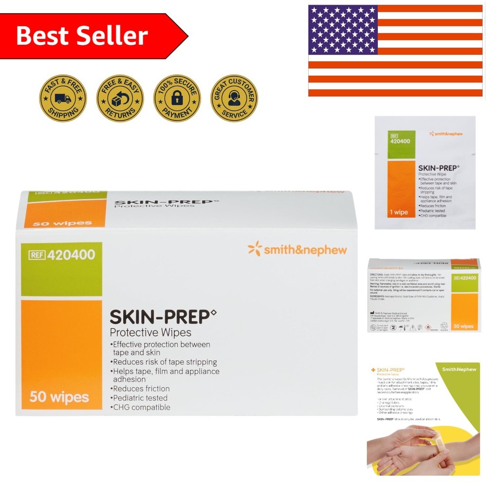 Convenient 50 Count Skin-Prep Protective Wipes – Sterile & Non-Sensitizing