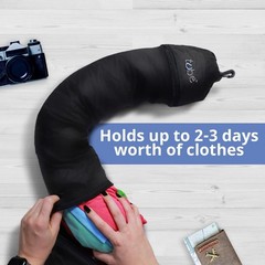 TUBE Travel Neck Pillow Stuffed 5.5″ x 6″ packed in its own pocket, Black