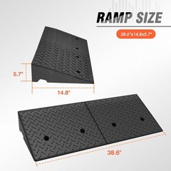 DNA Motoring 5.7″ Rise Rubber Curb Ramp Heavy Duty Driveway Threshold 4000lbs