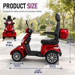 500 lbs 4 Wheel Mobility Scooter 500W All Terrain Fast Mobility Scooter 15 MPH