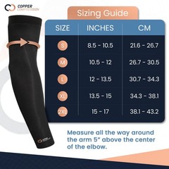 Copper Infused Compression Arm Sleeve – Full Arm Brace for Elbow Pain Relief, Sp