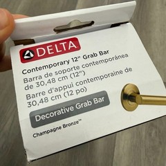 NIB Delta 41812-CZ Contemporary 12″ Decorative Grab Bar Champagne Bronze 500 lbs