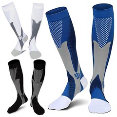ZFiSt 3 Pair Sport Compression Socks Men Women, XX-Large, Black+blue+white