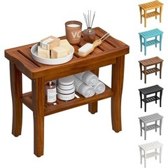 Grade A Teak Shower Bench Waterproof Stainless Steel Hardware Durable Stool New