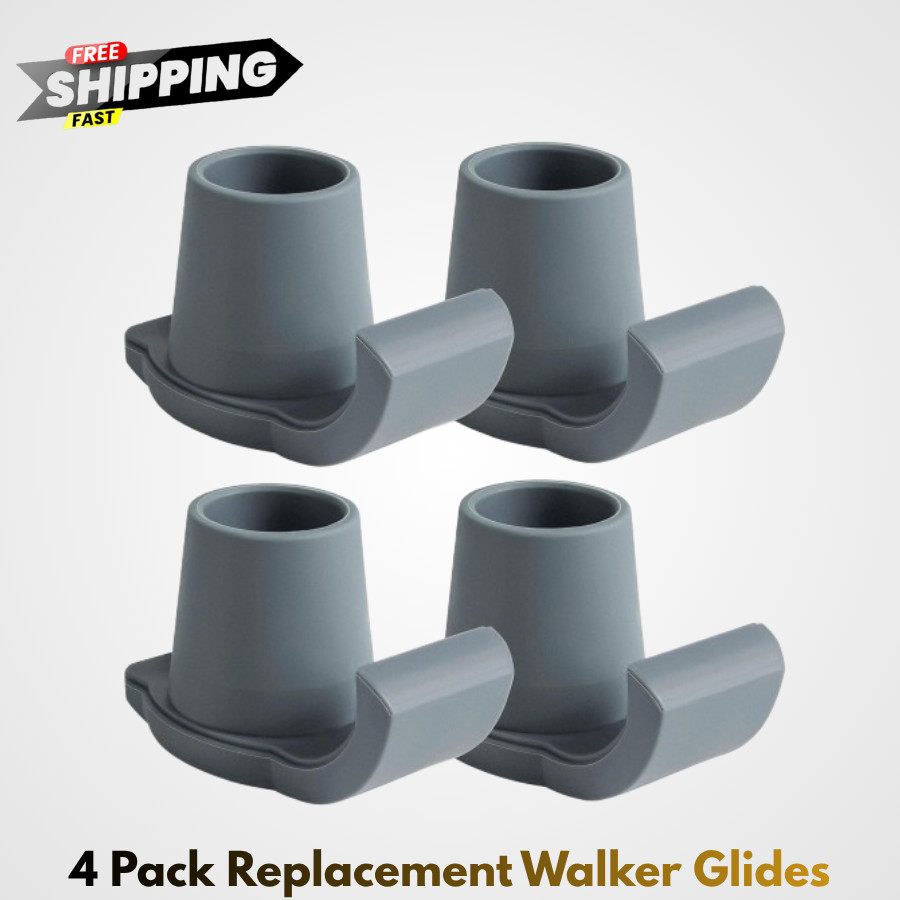 4 Pack Walker Ski Glides Universal Walker Feet Slides Easy Replacement Gray