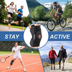 Hinged Knee Brace with Side Stabilizers Adjustable Knee Support Pain Relief