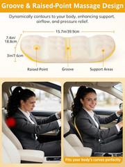 Adjustable Car Seat Lumbar Support Pillow Dual Straps Memory Foam Lower Back Wai