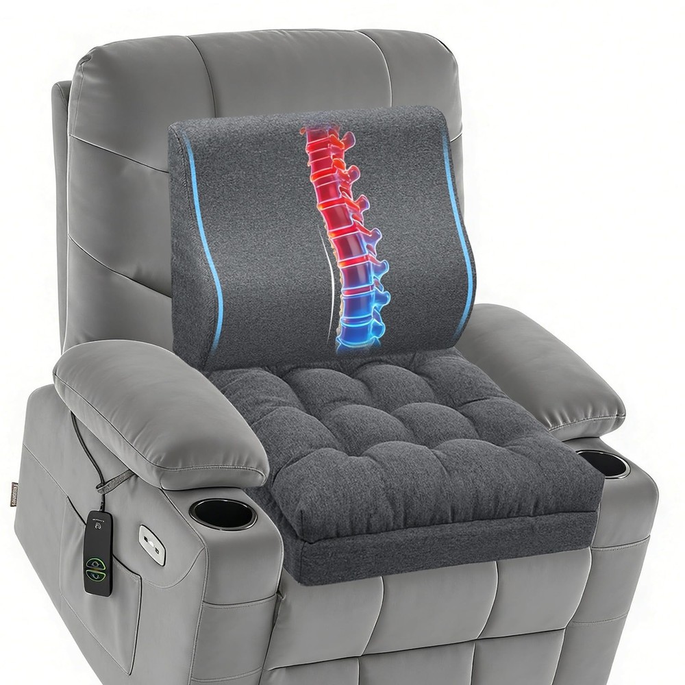 baibu Large Memory Foam Recliner Cushions 20x20x5 Inch (Pack of 1), Dark Grey