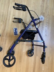 Drive 4-Wheel Rollator Walker, Padded Seat & Removable Backrest, Blue 300 lb