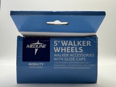 Medline 5″ Walker Wheels Accessories With Replacement Glide Caps 8 Levels NIB