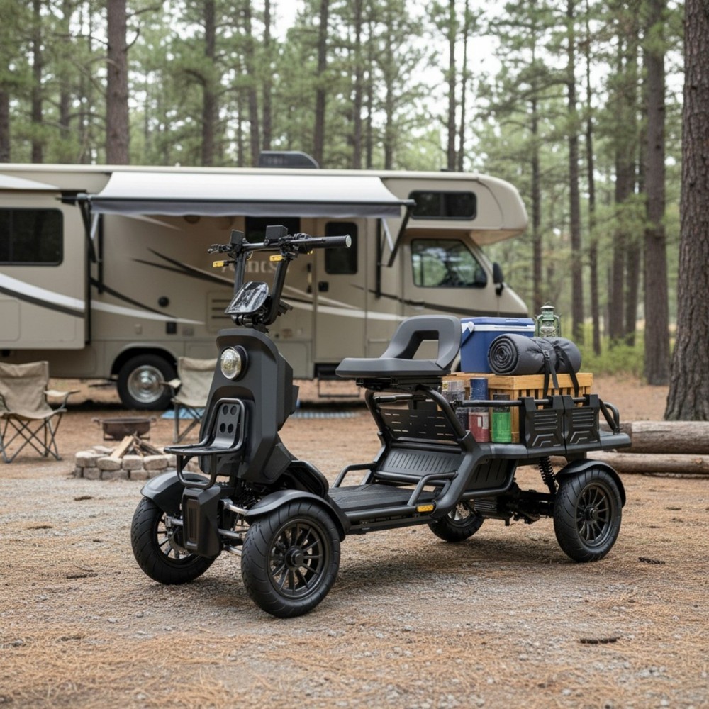Heavy Duty 4-Wheel Electric Mobility Scooter for Adults w/Cargo Platform 1000W