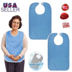 4× Washable Adult Bibs Eating Clothing Protectors Easy to Clean & Crumb Catcher