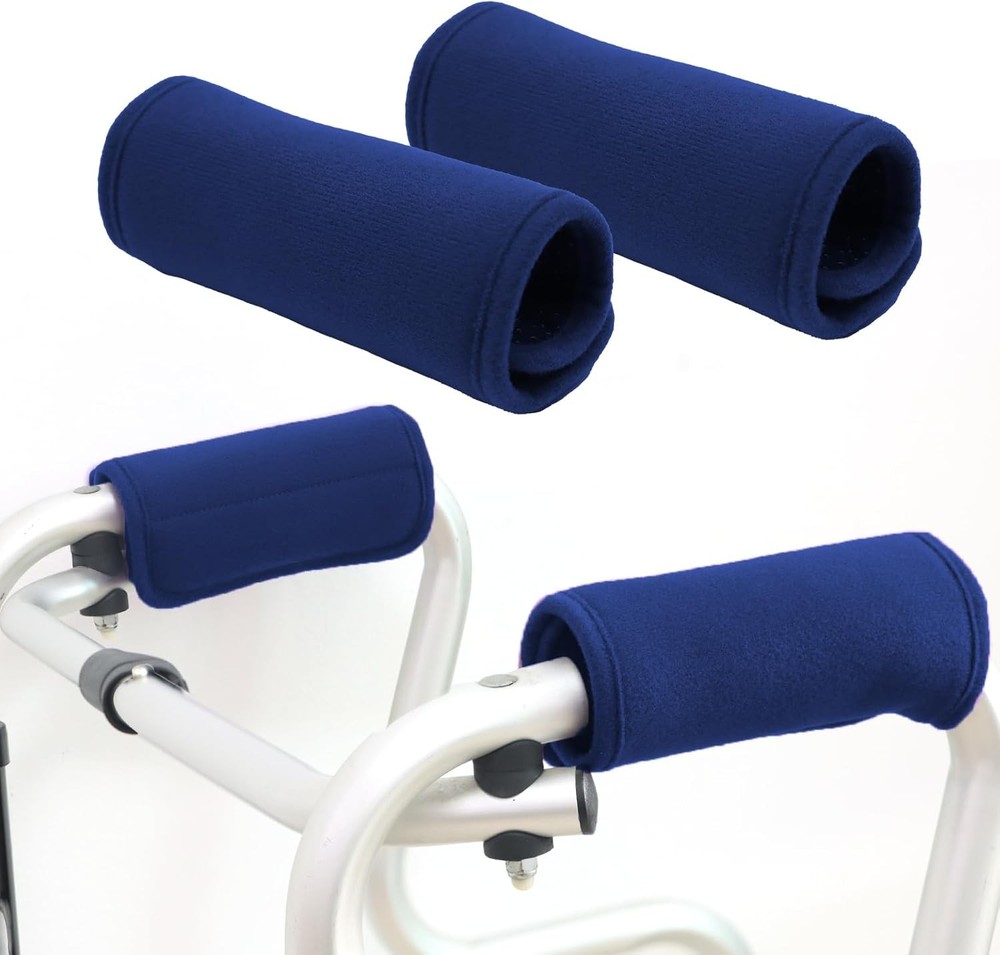 Bcautay 2 Pack Walker Handle Cushions – Padded Hand Grip Covers, Dark Blue