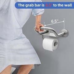 Grab Bar Toilet Paper Holder Combo, 3-in-1 Bathroom Grab Bar with Paper Holder