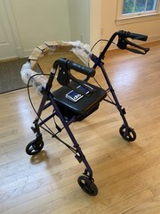 Drive 4-Wheel Rollator Walker, Padded Seat & Removable Backrest, Blue 300 lb