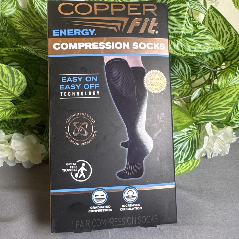 COPPER FIT ENERGY COMPRESSION SOCKS BLACK SIZE L/XL LARGE / EXTRA LARGE