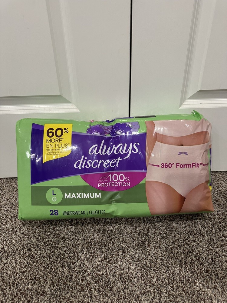 Always Discreet Maximum Protection Incontinence Underwear for Women, Large 28 Ct