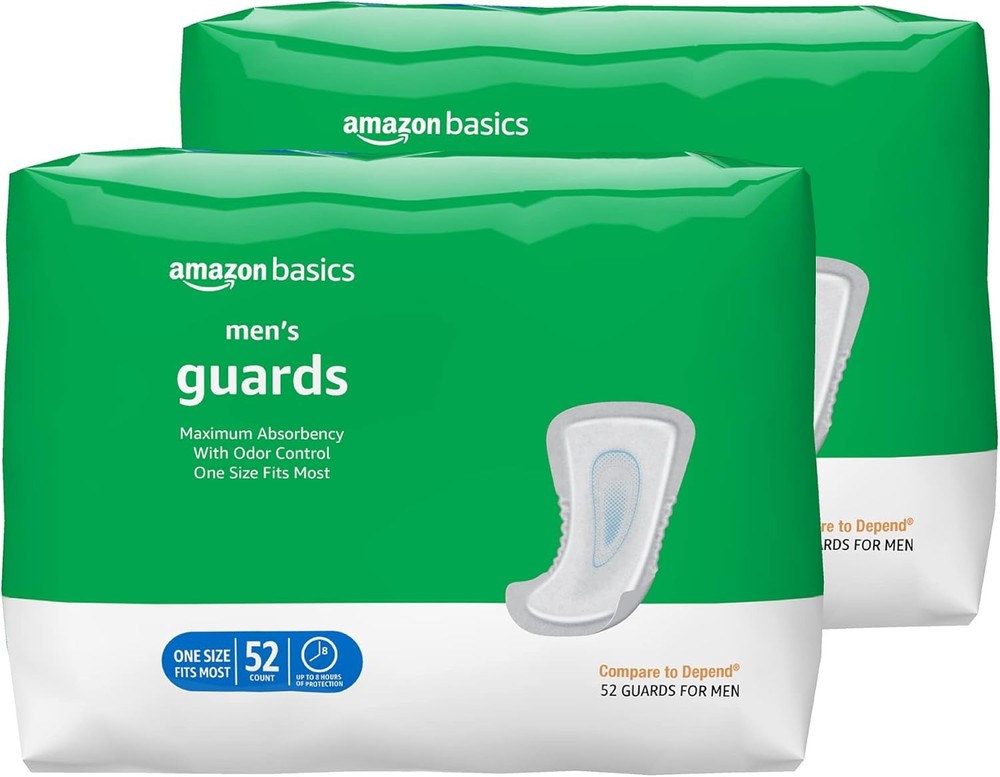 Amazon Basics 104 Pack Guards White Men’s Incontinence Guards