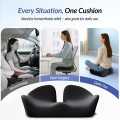Thickened Seat Cushion, Ergonomic Memory Foam Hemorrhoid Pillow for Hip, Scia…