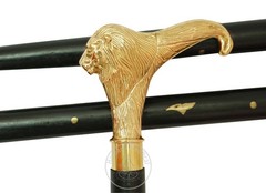Humaira Nautical Solid Brass Lion Head Handle Wooden Walking Cane Handmade