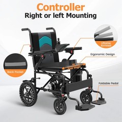 Kerdom Portable Folding Electric Wheelchair Blue