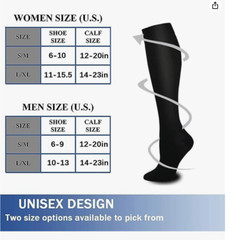 3 Pairs Black Compression Socks for Women & Men Best Daily Legs Support S/M
