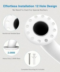 Grab Bar Bundle for ADA Compliance Stainless Steel 1.5″ Diameter 3-Piece White