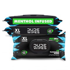Extra-Large Menthol Flushable Wipes – 3 Pack (144 Count) – Cooling Adult Wet Wip