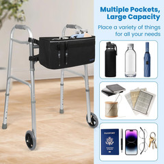 ZHCHG Walker Basket for Seniors, Walker Accessories Bag for Folding Walker | Lar