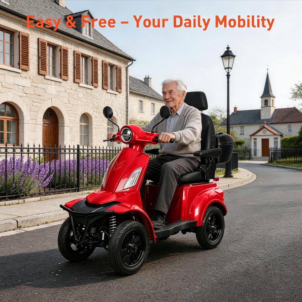 4 Wheel Mobility Scooter 24.8 Miles 3 Speed 700lbs Load Capacity with 16in Tires