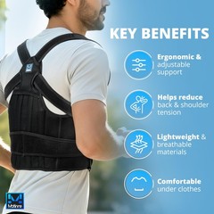 MATINNE Posture Corrector for Women & Men – Adjustable Back Large, Black