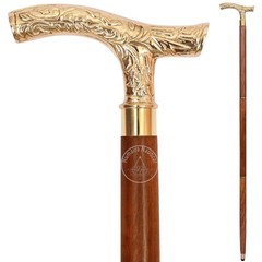 Vintage Brass Walking Stick – Handmade Wooden Cane with Solid Brass Handle – Ant