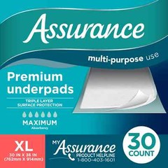 Assurance Unisex Premium Quilted, Underpad, Maximum Absorbency XL (30 Count)