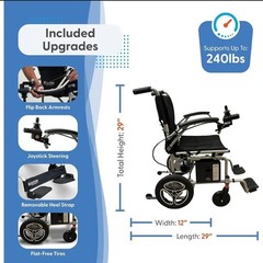 New Journey Air Lightweight Folding Power Chair Carbon Fiber Frame 26lbs Black