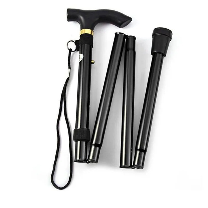 Adjustable Folding Walking Cane Aluminum Collapsible Travel Hiking Stick with Ti