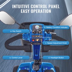 VEVOR Heavy-Duty 4 Wheel Mobility Scooter for Seniors 12 Mile Long Range 265LBS