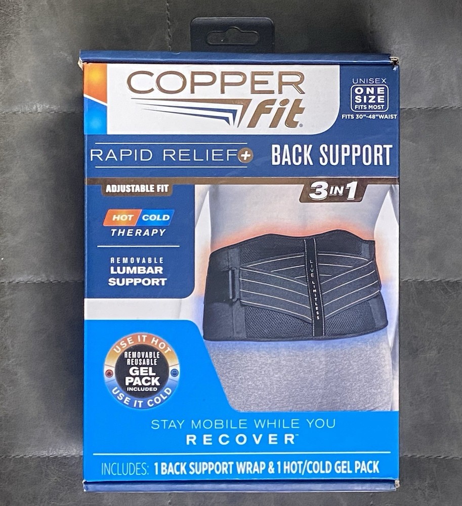 Copper Fit Rapid Relief 3-In-1 Hot/Cold Therapy Back Support One Size Adjustable