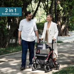 Deluxe ELENKER Medical Aid Rollator Walker Stand Up Rolling Walking Mobility