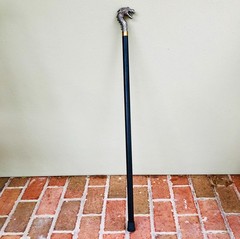 Self Defense Cane – Black Bronze – Beautiful Cast Dragon Head Handle – Tall 38″