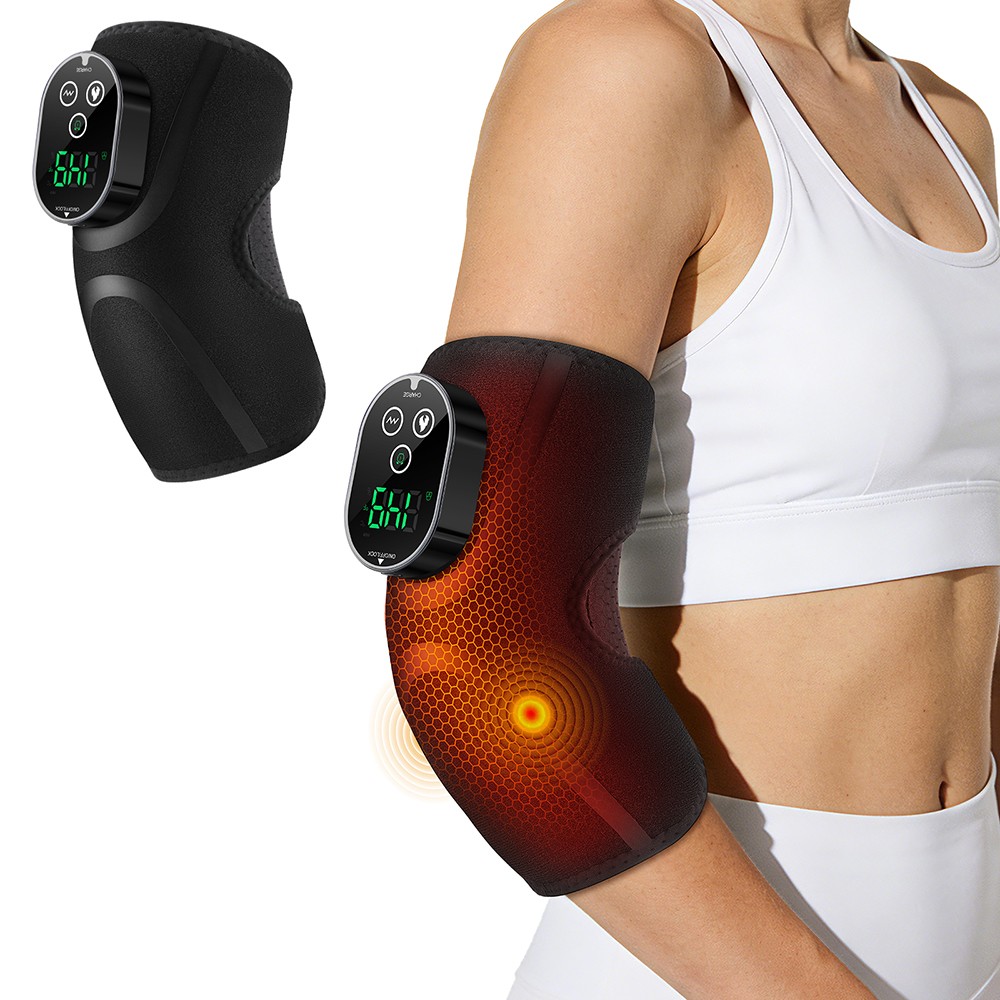 Cordless Heated Massage Elbow Brace Wrap 3000mAh Rechargeable Timer Heating Pad