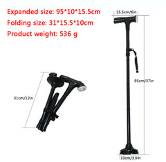 Collapsible Alarm Walking Stick With LED Non-slip Adjustable Safety Walking Cane