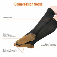 1-10 Pairs Copper Compression Socks 20-30mmHg Graduated Support Mens Womens Lot