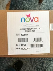 NOVA JOURNEY STEEL ROLLATOR WALKER RED NEW IN BOX/300 WEIGHT CAPACITY