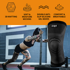 ECCLES3 – 2 Pack – Knee Compression Sleeves for Knee Pain – Unisex, Men, Women