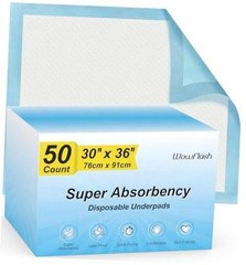 Wowflash Super Absorbency Disposable Leakproof Underpads 50 Count 30″ x 36″