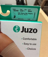NEW Juzo Soft Sleeve Top Silicone Band, Size 1 Max, Regular, Black, 20-30 mmHg