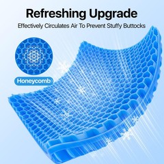 OMCOZY Gel Seat Cushion, Cooling Cushion 18.51 x 17.33 x 1.51 inches, Blue